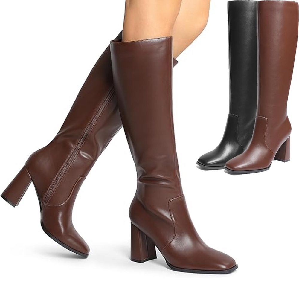 Elegant Brown Knee-High Boots - Picture 4 of 6